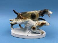 Фарфоровая статуэтка "Бегущие собаки". Мануфактура "Carl Scheiding".