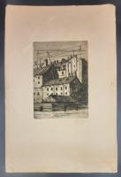 Владимир Александрович Успенский Офорт "Старый город", 1934 г. Автограф.