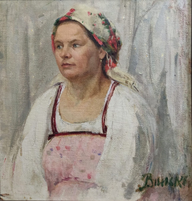 Вера Эммануиловна Вильковиская "Женщина в розовом сарафане".