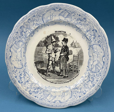 Французские фаянсовые тарелки-загадки (Assiettes à devinettes) конца XIX века, выпущенные одной из знаменитых мануфактур Франции "Sarreguemines".