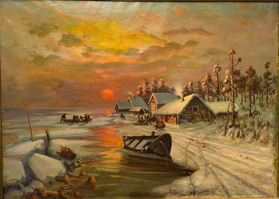 Н. Мухинъ "Переправа в лодке по льду" до 1917 года.