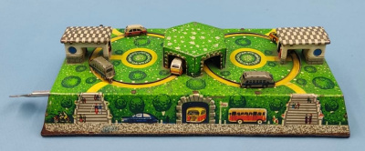 Механическая заводная игрушка "Автотрасса", СССР, 1985 г. 