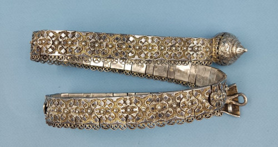 Серебряный женский пояс под Кавказское платье. 1895 год. Тбилиси (Тифлис). Мастер АМ.