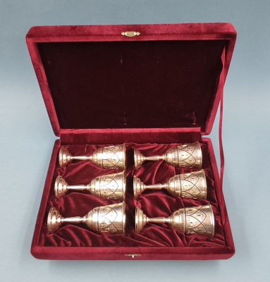 Серебряный набор рюмок "Кубачи" в коробке. 875 пр. 6 шт. 