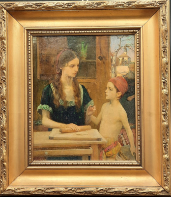 Эдвард Бёрн-Джонс (1833-1898) "Учит раскатывать тесто".