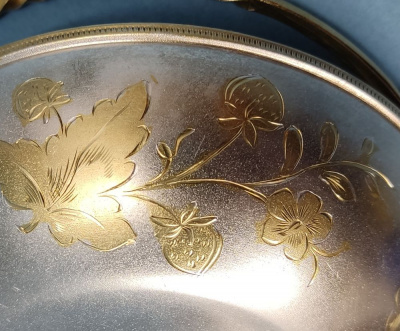 Серебряный набор: корзинка и три стопки. Киев, СССР, 1950 года.