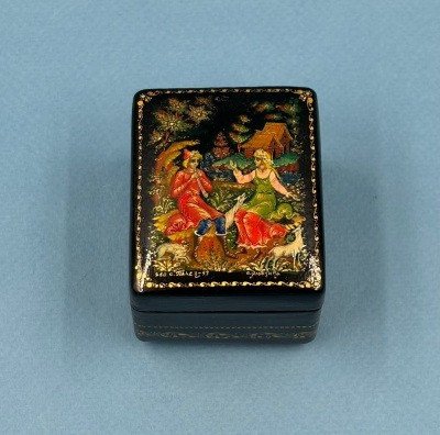 Коллекционная палехская лаковая шкатулка, 1993 г. Художник С.Дроздина.