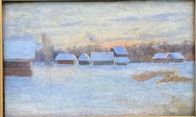 Академик Императорской АХ К.Я.Крыжицкий(1858-1911) "Зимний пейзаж" конец XIX в.