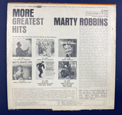 Виниловая пластинка "More greatest hits Marty Robbins".