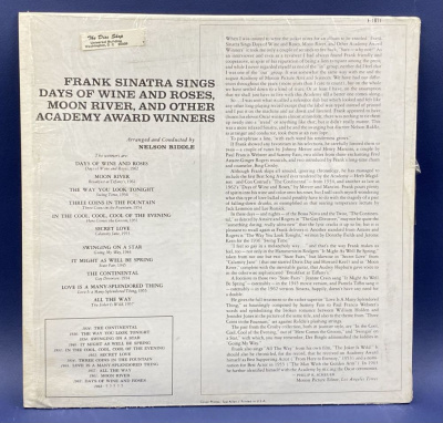 Виниловая пластинка FRANK SINATRA "Days of Wine and Roses Moon River and Other Academy Award Winners" 1964 г.