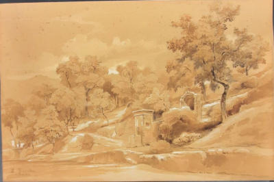 Фрикке Логин Христианович "Римский пейзаж", 1840-е годы. 