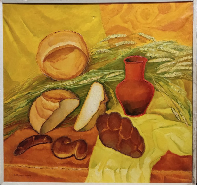 Н. С. Трошин "Сноп и белый хлеб". 1977 г. 