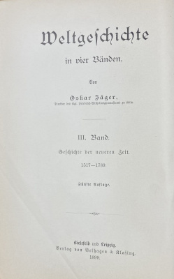 Oskar Jäger "Weltgeschichte: in vier Bänden".