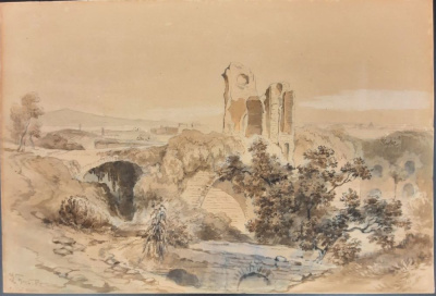 Фрикке Логин Христианович "Римский пейзаж", 1840-е годы. 